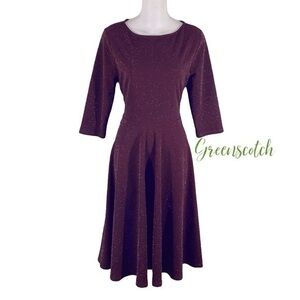 Unique Vintage wine purple burgundy sparkle fit flare dress Medium 6 8